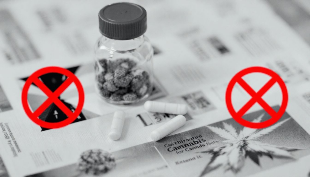 An illustration showing the potential health risks and safety concerns of cannabis consumption.