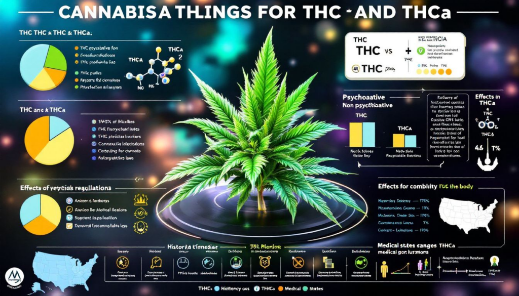 A visual representation of legal considerations surrounding THC and THCa.