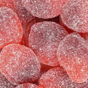 THC infused sour cherry slice gummies coated in sour sugar