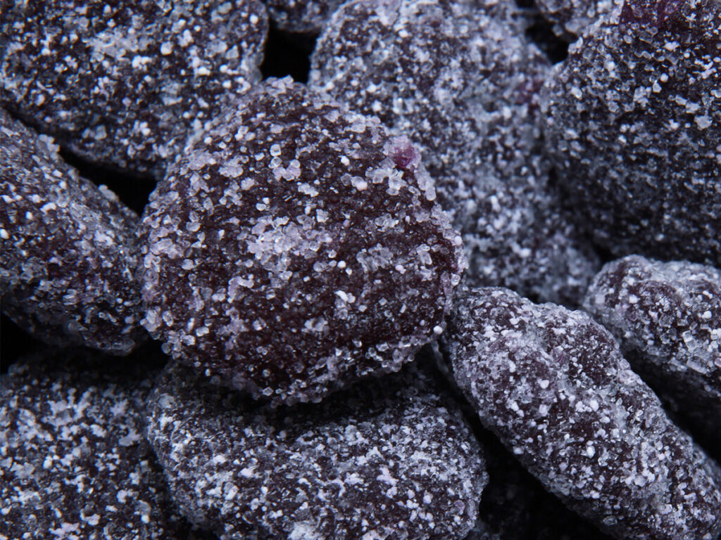 THC infused sour grape gummies coated in sour sugar